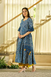 Noor Indigo handblock Anarkali suit set
