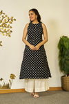 Polka grace handblock kurta set