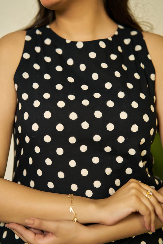 Polka grace handblock kurta set