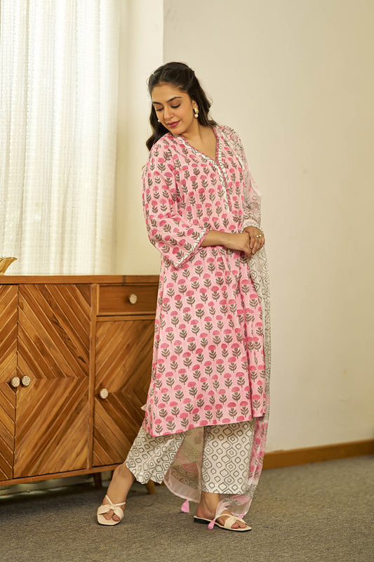 Gul-e-Surkh handblock suit set