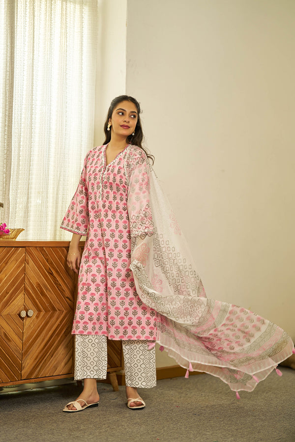 Gul-e-Surkh handblock suit set