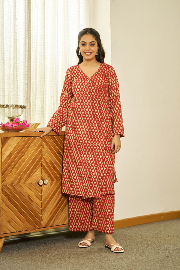 Gerua Bagru handblock kurta set