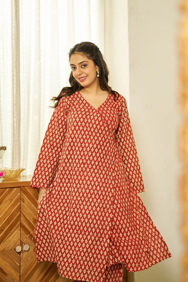 Gerua Bagru handblock kurta set