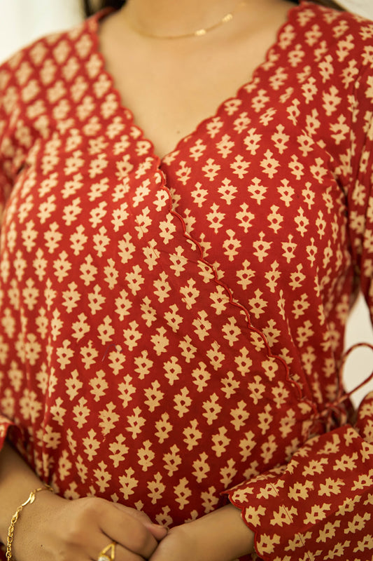 Gerua Bagru handblock kurta set