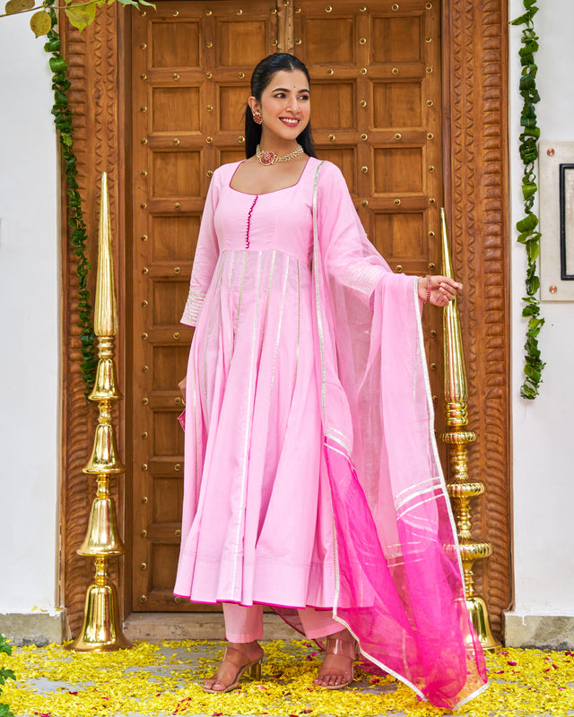 Petal Pink Anarkali Suit Set