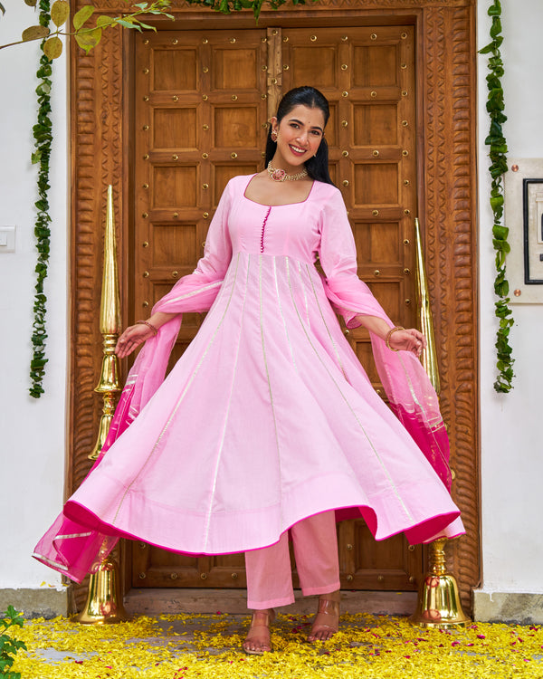 Petal Pink Anarkali Suit Set