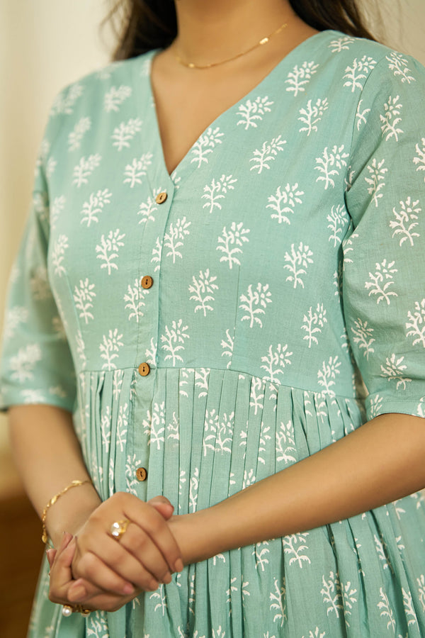 Leafy grace handblock dress