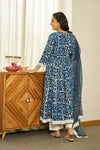 Neel Dabu handblock Anarkali set