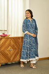 Neel Dabu handblock Anarkali set