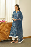 Neel Dabu handblock Anarkali set