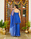 Royal Blue Satin Sharara Set