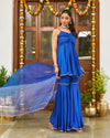 Royal Blue Satin Sharara Set