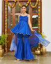 Royal Blue Satin Sharara Set