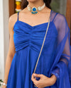 Royal Blue Satin Sharara Set