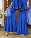 Royal Blue Satin Sharara Set