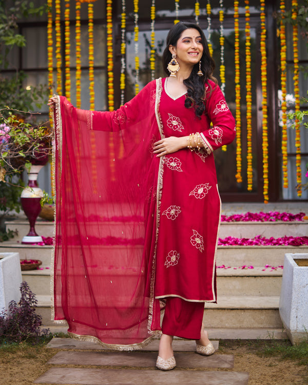 Ruby Maroon Suit Set