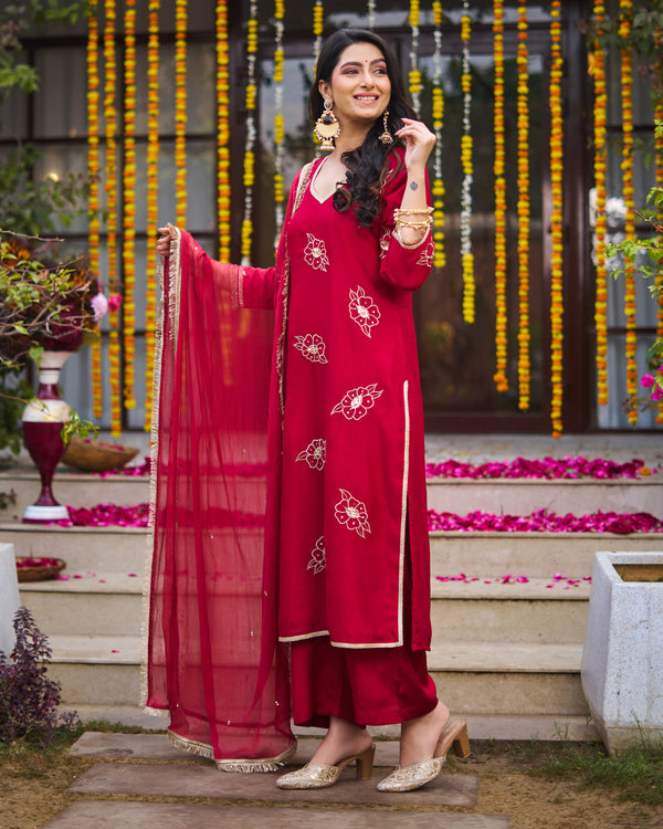 Ruby Maroon Suit Set