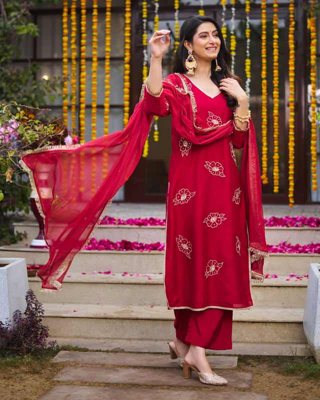 Ruby Maroon Suit Set