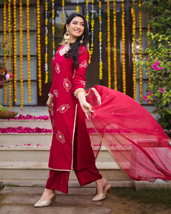 Ruby Maroon Suit Set