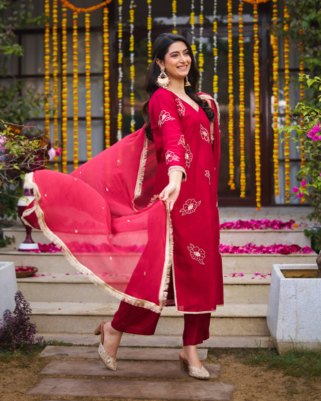 Ruby Maroon Suit Set