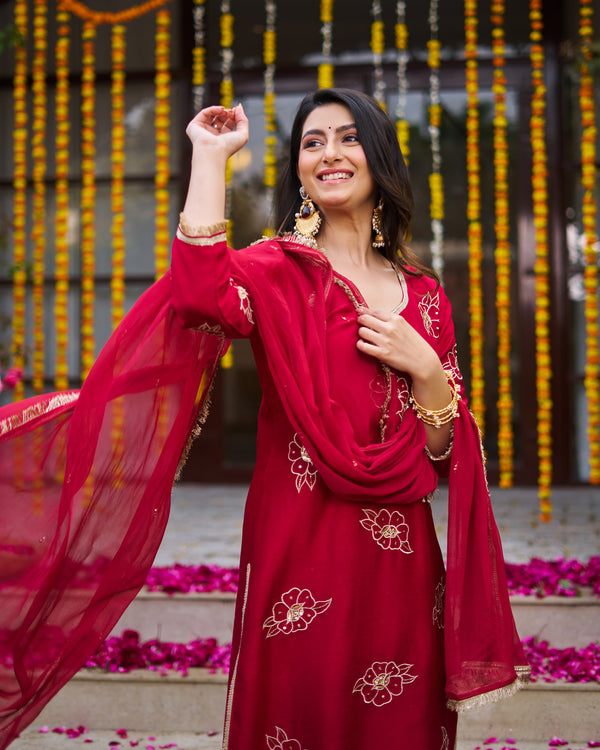 Ruby Maroon Suit Set