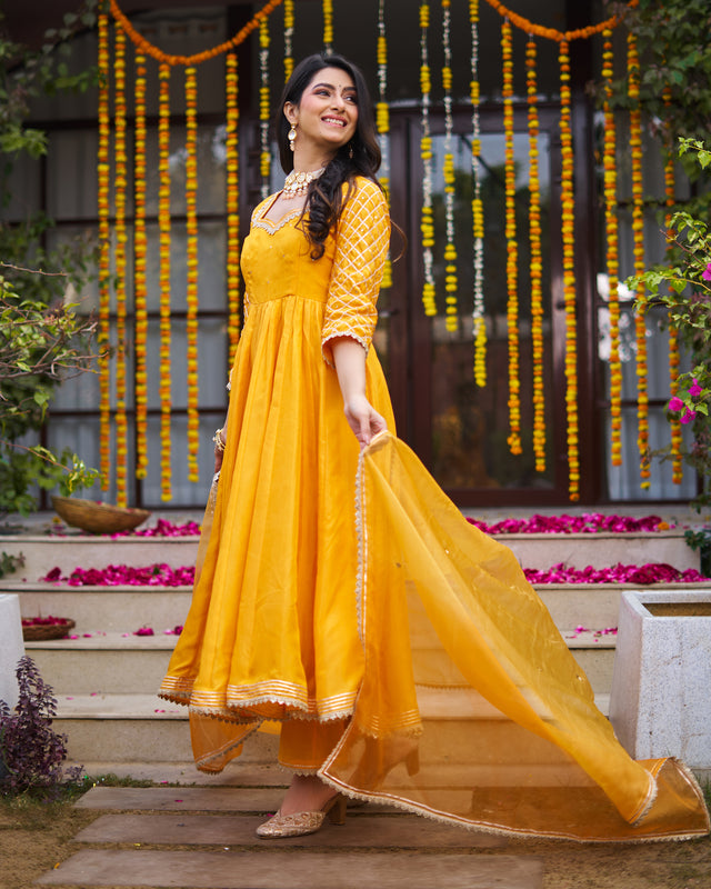 Tangerine Anarkali suit set