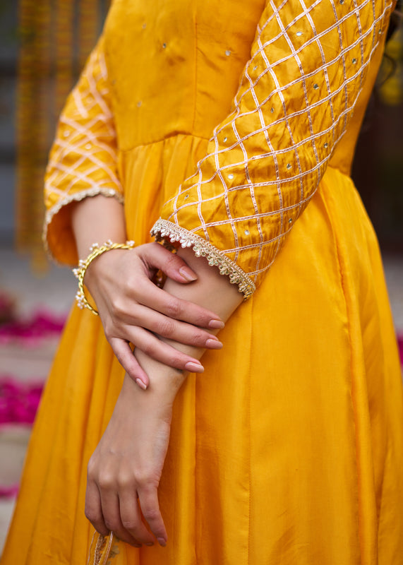 Tangerine Anarkali suit set