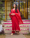 Laal basera anarkali suit set