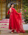 Laal basera anarkali suit set