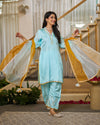 Ice Blue Upada silk suit set