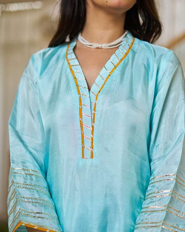 Ice Blue Upada silk suit set
