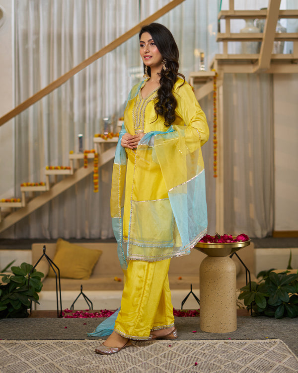 Marigold Upadasilk suit set