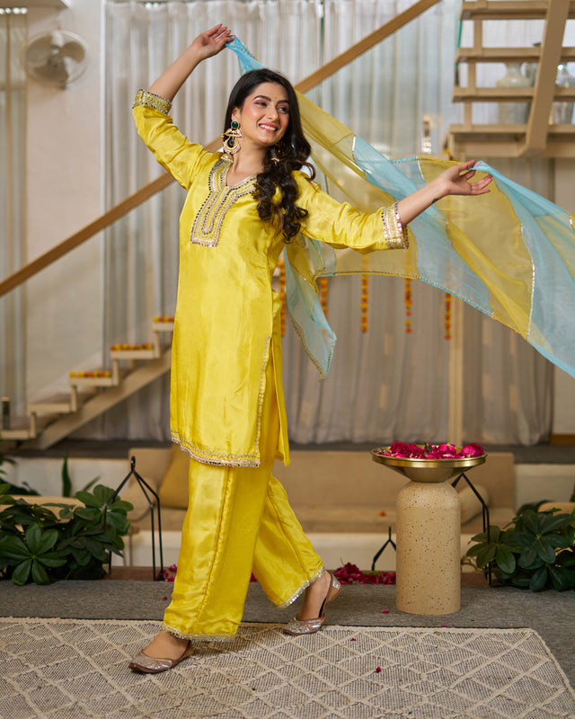 Marigold Upadasilk suit set