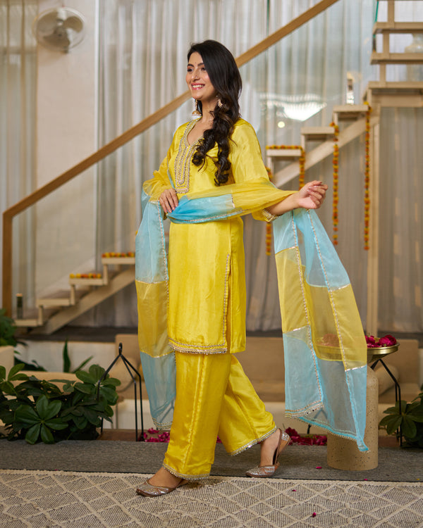 Marigold Upadasilk suit set