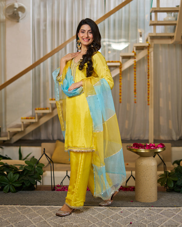 Marigold Upadasilk suit set