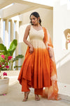 Gul Orange Ombre Cotton Schiffli Suit Set