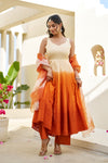 Gul Orange Ombre Cotton Schiffli Suit Set