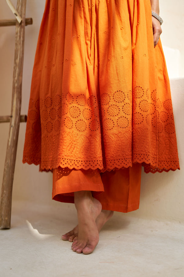 Gul Orange Ombre Cotton Schiffli Suit Set