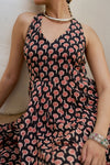 Midnight Flock Printed Dress