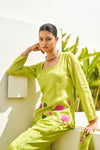 Taru Lime Green Handpainted Sharara Set