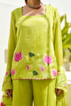 Taru Lime Green Handpainted Sharara Set