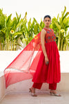 Noor Red Chanderi Embroidery Suit Set