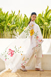 Reeha White Chanderi Hand-Painted Kurta Set