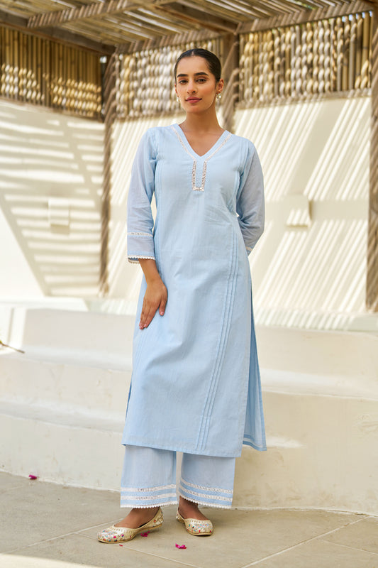 Reva Blue Cotton Coord Set