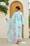 Meher Mint Green Cotton Handpainted Farsi Shalwar Set