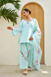 Meher Mint Green Cotton Handpainted Farsi Shalwar Set