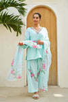 Meher Mint Green Cotton Handpainted Farsi Shalwar Set