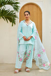 Meher Mint Green Cotton Handpainted Farsi Shalwar Set