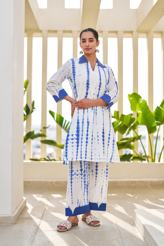 Tara Blue Tie Dye Cotton Coord Set