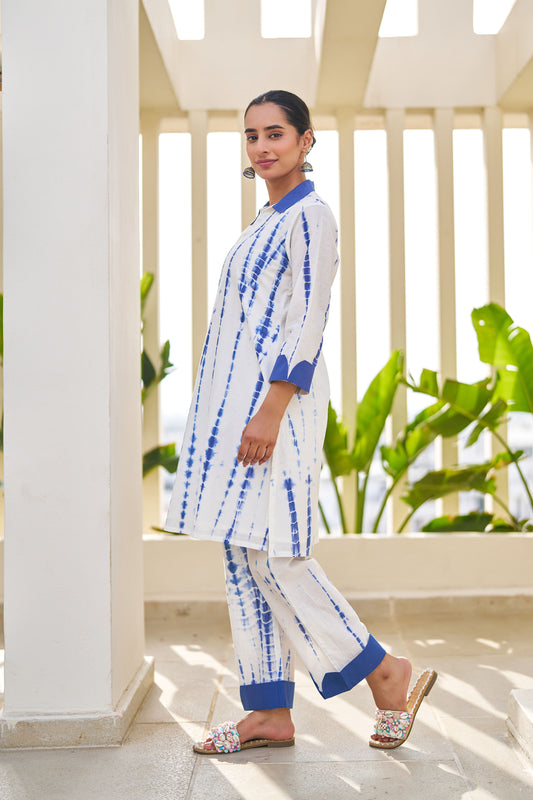 Tara Blue Tie Dye Cotton Coord Set